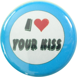I love your kiss Button blau - zum Schließen ins Bild klicken